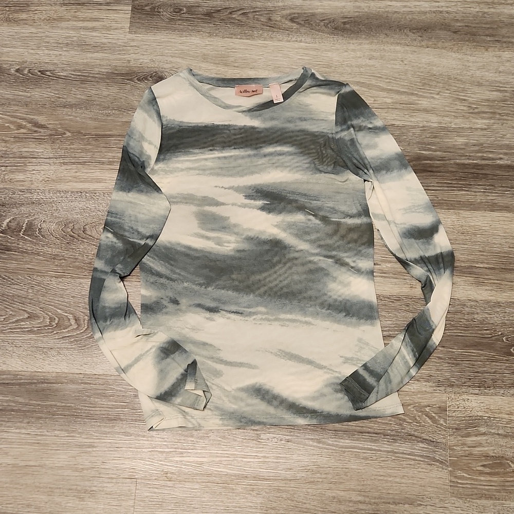 Willow Root mesh green/cream swirl top sz L